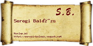 Seregi Balázs névjegykártya
